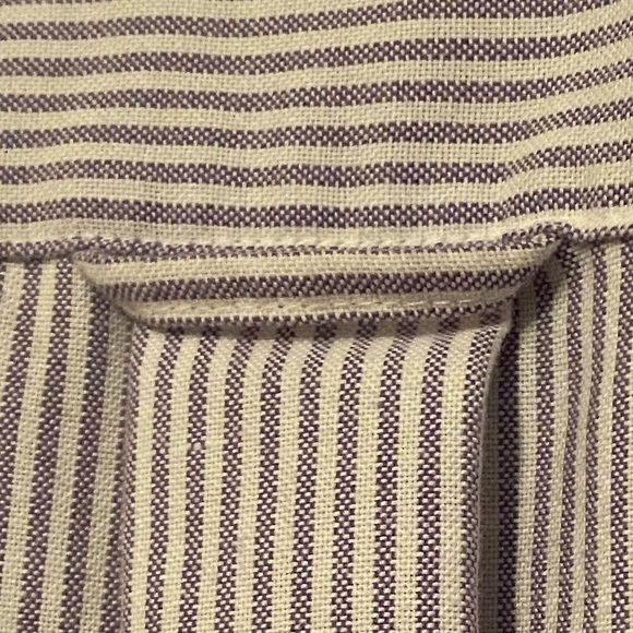 Men’s Saddlebred Wrinkle Free Button Down Shirt White/Purple Pinstripe - Picture 7 of 9